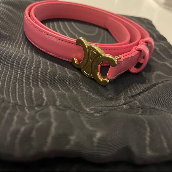 🆕Authentic Celine womens leather flamingo pink triomphe classic belt size 70 - Picture 2 of 9